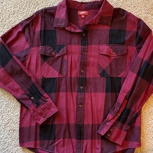 Arizona Jean Company Burgundy and Black Checkered Shirt